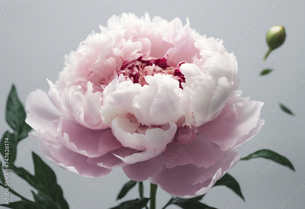 Fresh peony flower on the grey background Fresh peony flower on the grey background
