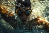 Close up of person swimming in water