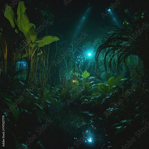tropical forest in the night