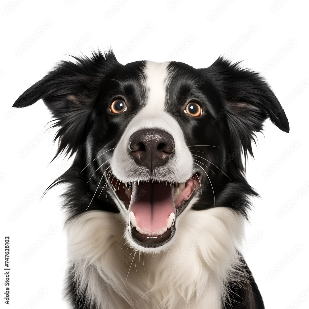Close up portrait of a happy border collie dog, Isolated on Transparent Background, PNG Close up portrait of a happy border collie dog, Isolated on Transparent Background, PNG