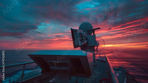 military radar air surveillance on navy ship
 photo