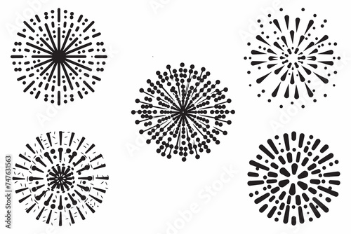Firework Outline Vector Illustration On White Background