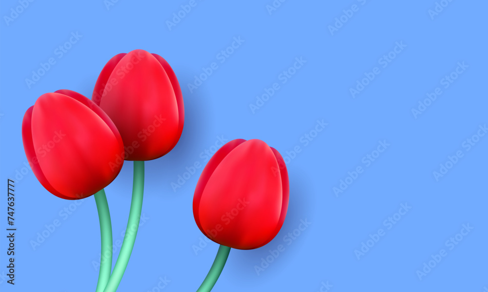 Tulips background vector illustration. Red flowers background