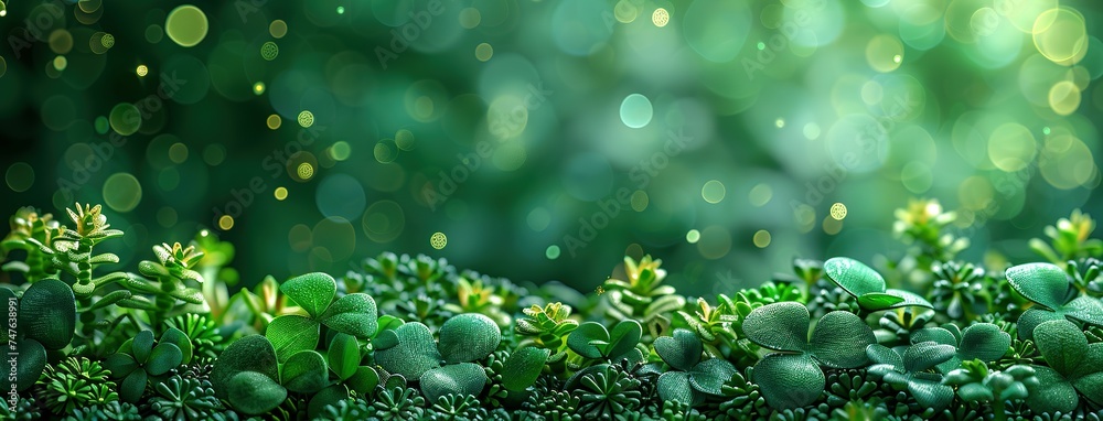 Patrick's Day celebration. festive green theme design clover. template, greeting card.
