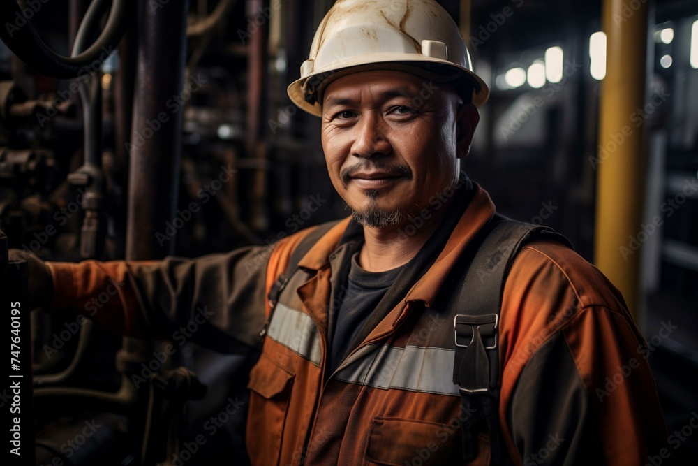 Confident Mexican industrial worker at a manufacturing plant