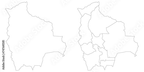 Bolivia map. Map of Bolivia in white set