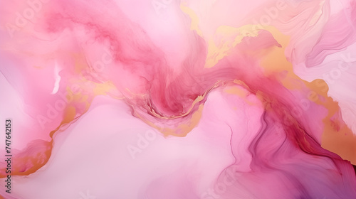 Tło abstrakcyjne olej na płótnie malowany farbami różowym i złotym odcieniem. Tekstura plamy.	