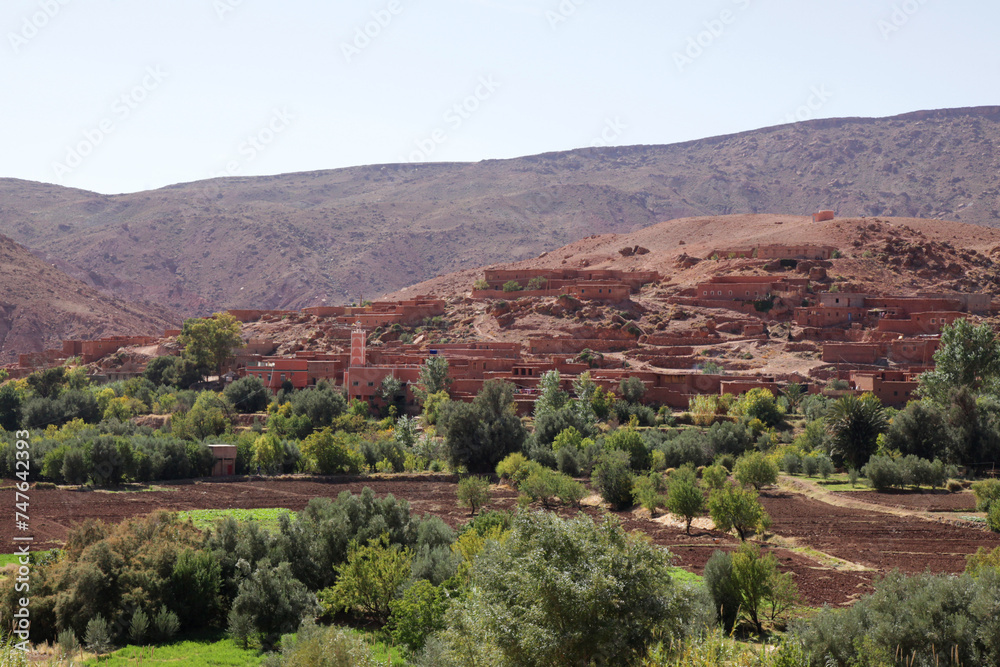 Old traditional mountain town in Atlas region, Morocco