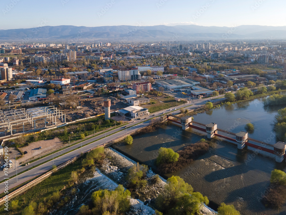 Aerial Sunset view of City of Plovdiv, Bulgaria Aerial Sunset view of City of Plovdiv, Bulgaria