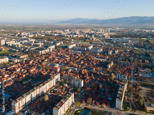 Aerial Sunset view of City of Plovdiv  Bulgaria