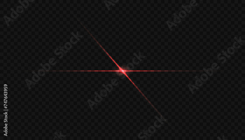 Red lens flare light on black background