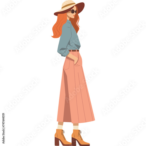 Red-Haired Cartoon Girl In The Hat