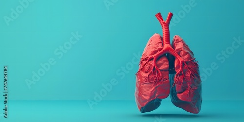 human lung anatomy on blue background