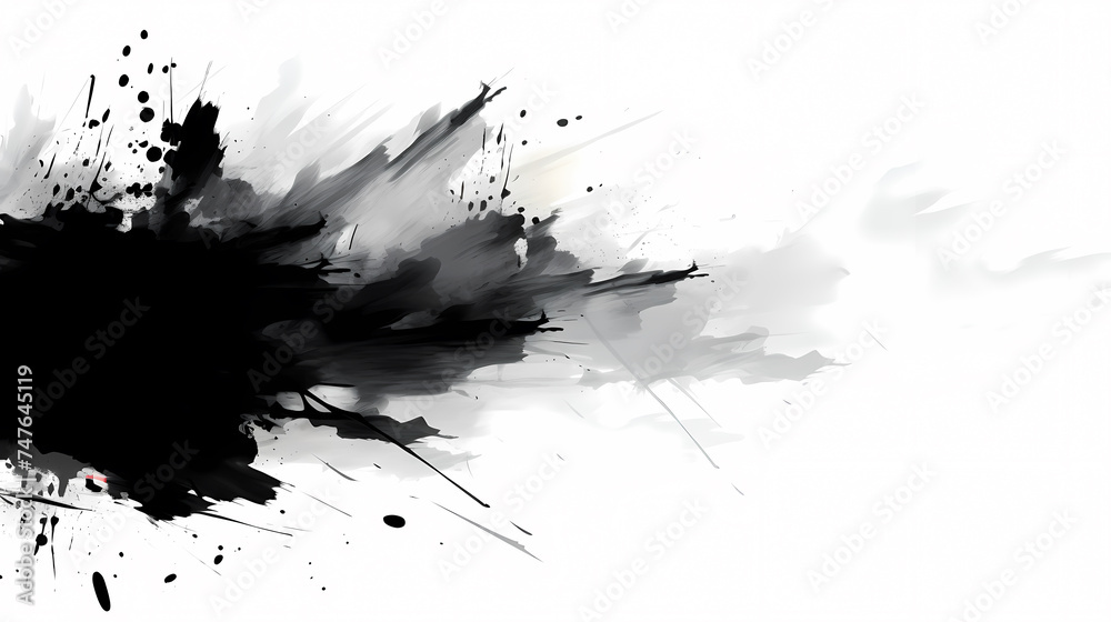 Obraz premium Chinese ink black and white abstract wallpaper
