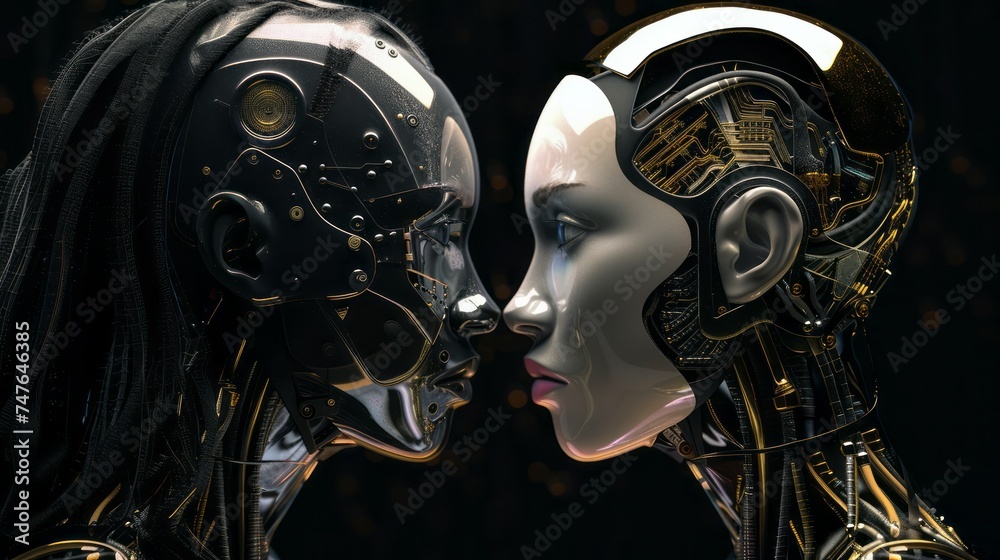 Fototapeta premium Conceptual Digital Art Illustrating Human-AI Connection