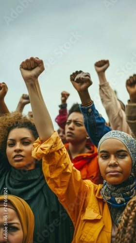 Multi-Ethnic People Raising Fists in Solidarity