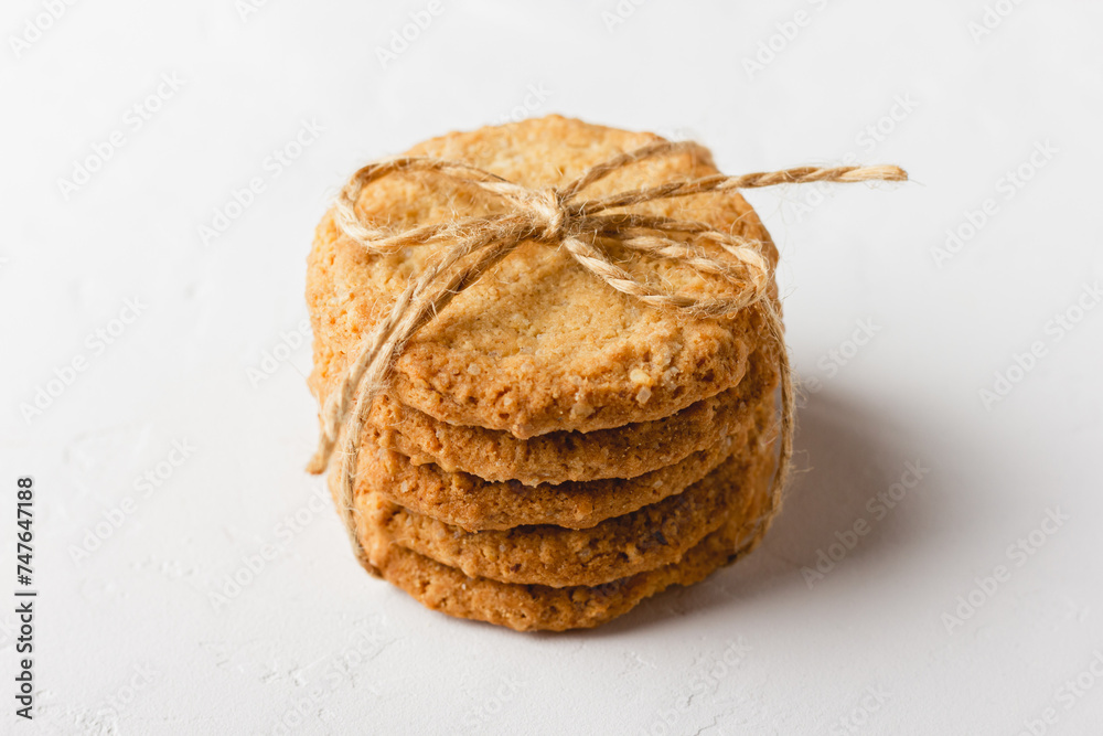 Oatmeal cookies on a white background