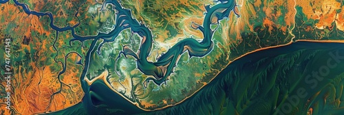 Mighty River's Delta Creating a Mosaic of Vibrant Vegetation and Wildlife Habitats