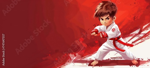 Karate martial arts tae kwon do dojo clipart cartoon Boy Stance photo