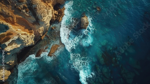 Drone Capture of Wild Coastline: Inaccessible Coves and Beaches with Crashing Waves