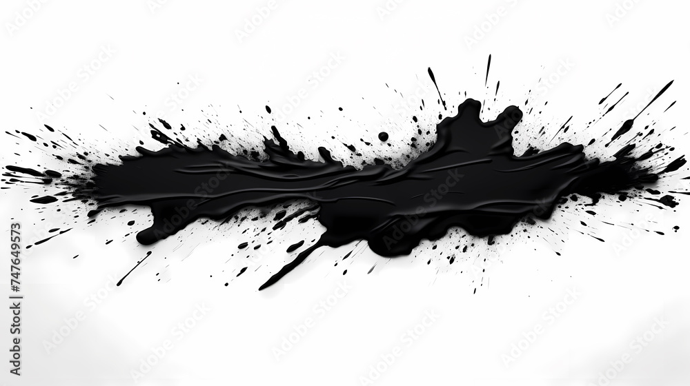 Black paint splash on white paper for painting, isolated on white background Black paint splash on white paper for painting, isolated on white background