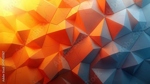 Yellow orange abstract background for design. Geometric shapes. Triangles, squares, stripes, lines. Color gradient. Modern, futuristic. Light dark shades. Web banner. Modern, futuristic.Design concept