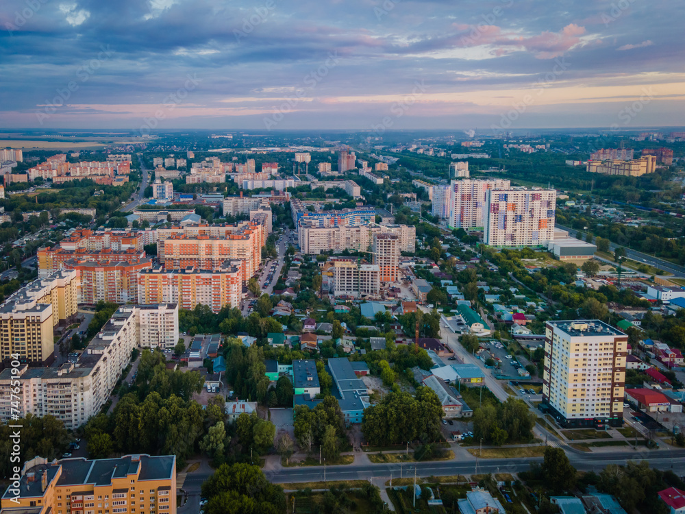 aerial view city buildings