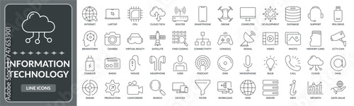 Set of information technology line icons. Collection of information technology icon EPS10 - Stock Vector