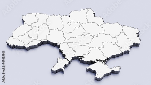 Ukraine, country, state division, region, 3D map
