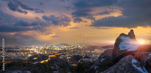  Sunset Seoul City South Korea.