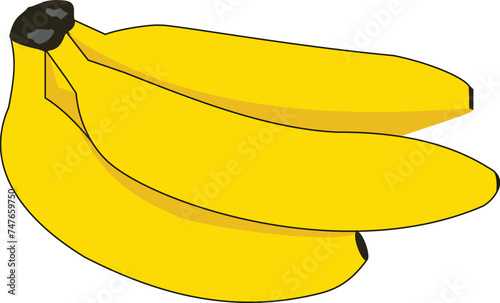 Vector illustration of isolated yellow banana fruit food