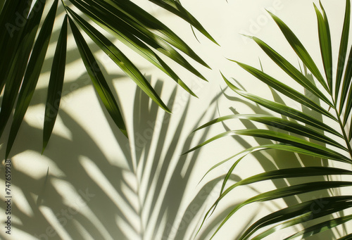 Exotic tropical greens palm tree leaf. Background with plant foliage. .	