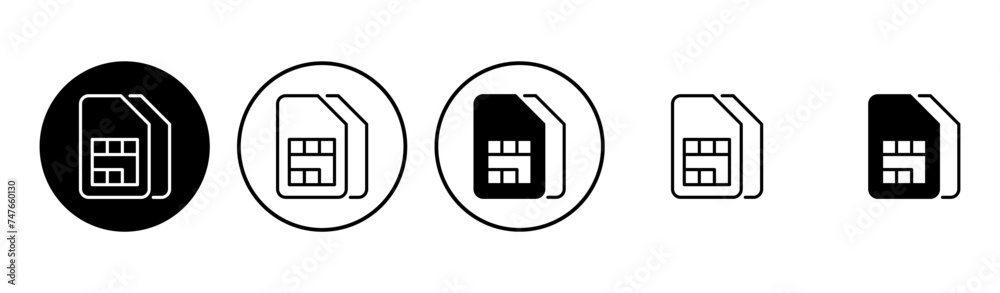 Sim card icon set. dual sim card icon vector Sim card icon set. dual sim card icon vector