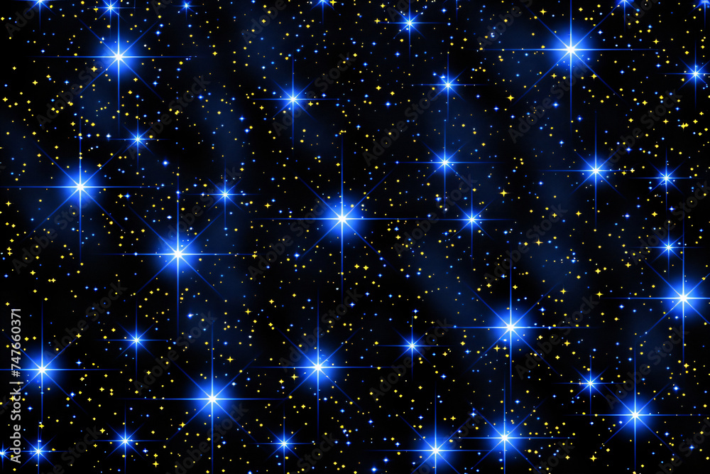 Abstract neon pattern with blue shining stars on black background. 80s and 90s retro style. Night сlub. Vintage arcade computer game or old cinema effect. Backdrop for card, banner, wallpaper Abstract neon pattern with blue shining stars on black background. 80s and 90s retro style. Night сlub. Vintage arcade computer game or old cinema effect. Backdrop for card, banner, wallpaper