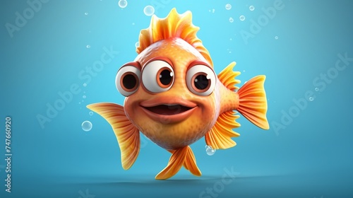 A cute cartoon ek thouta fish character Ai Generative photo