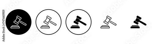 Gavel icon set. judge gavel icon vector. law icon vector. auction hammer