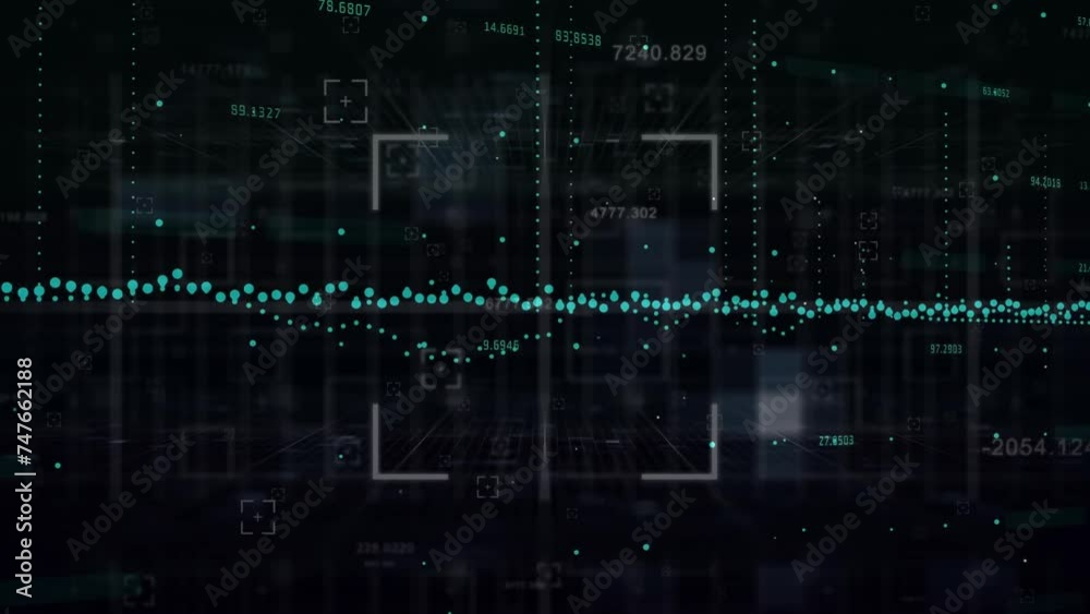 Animation of financial data processing over dark background Animation of financial data processing over dark background