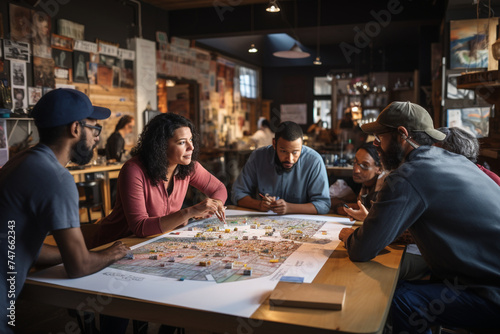 Activists organizing a community workshop to educate and empower marginalized groups, providing resources and support to help them advocate for their rights and equality.