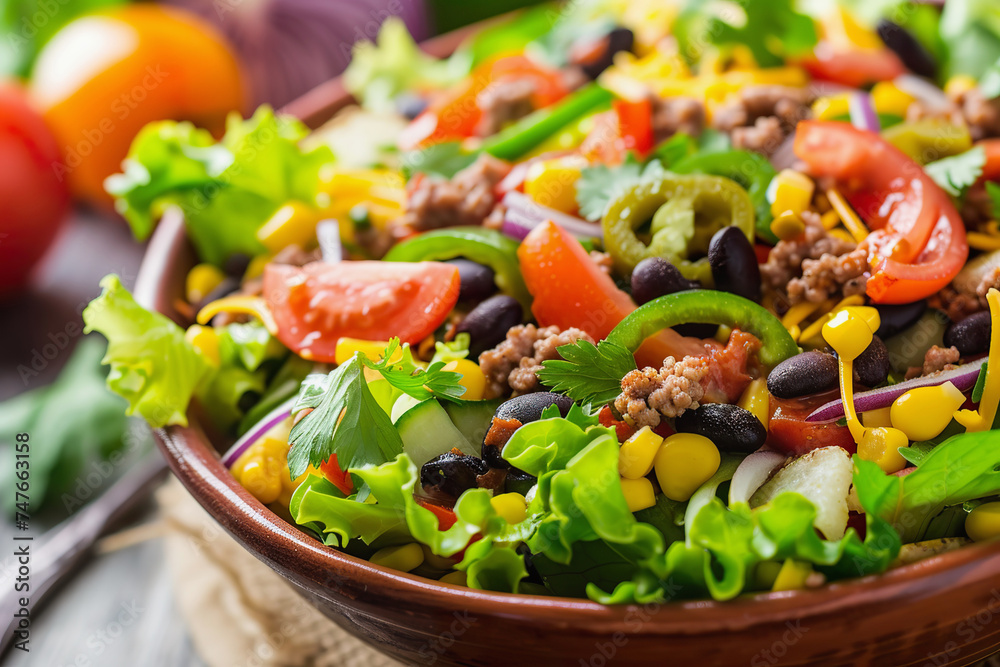 Taco Salad with Ground Beef and Fresh Vegetables Taco Salad with Ground Beef and Fresh Vegetables