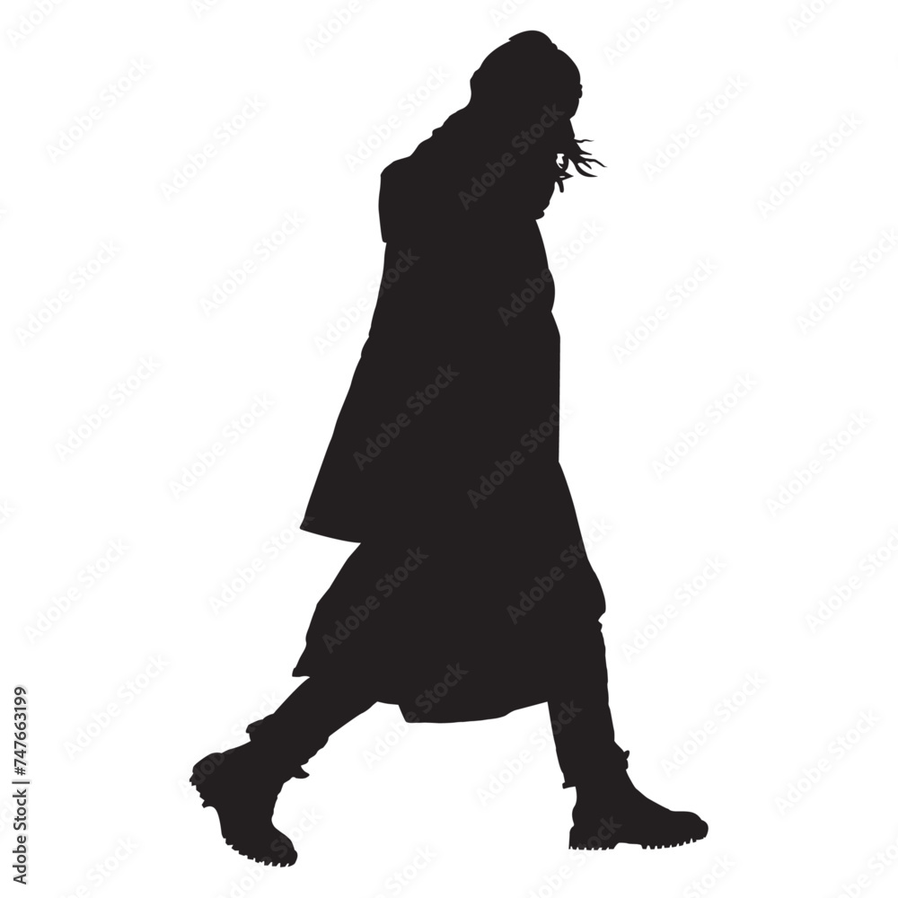 Silhouette of a person with shopping bags