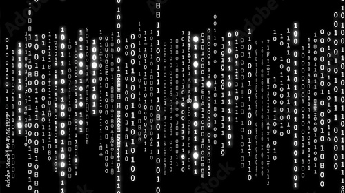 Digital Data Stream Flowing on Black Background