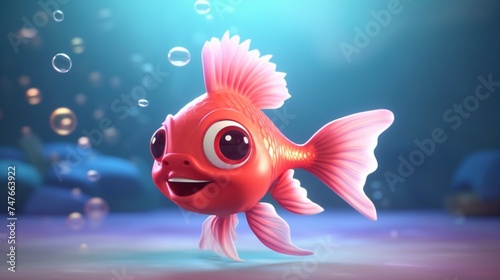 A cute cartoon ghor poi ya fish character Ai Generative photo