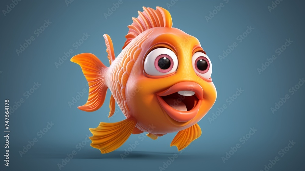 A cute cartoon ghora mach fish character Ai Generative