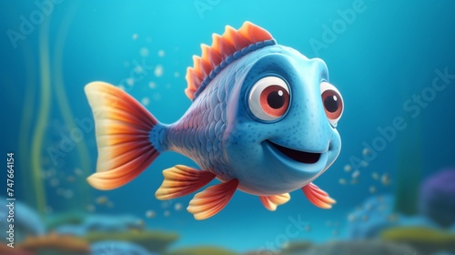 A cute cartoon ghora mach fish character Ai Generative