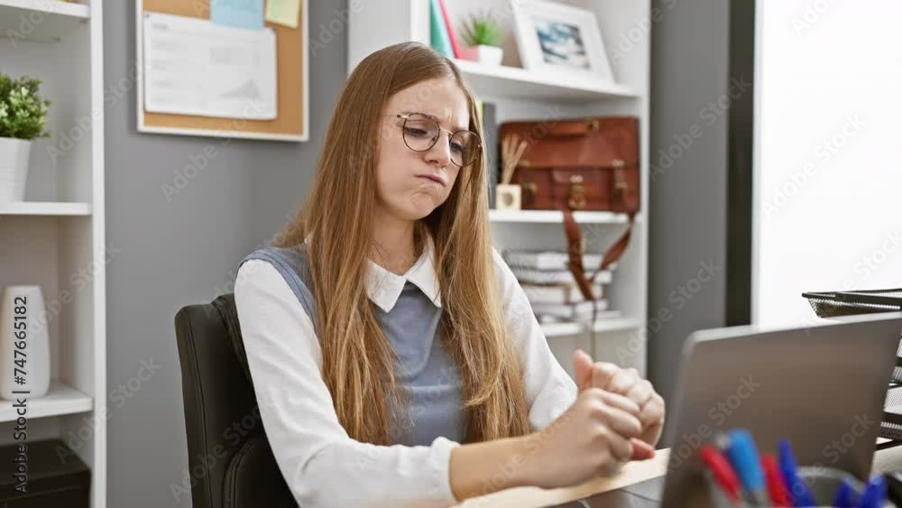 Furious young blonde businesswoman, clenched fists raised high in rage at the office, visibly frustrated and mad. aggressive show of anger, workplace stress personified. Furious young blonde businesswoman, clenched fists raised high in rage at the office, visibly frustrated and mad. aggressive show of anger, workplace stress personified.