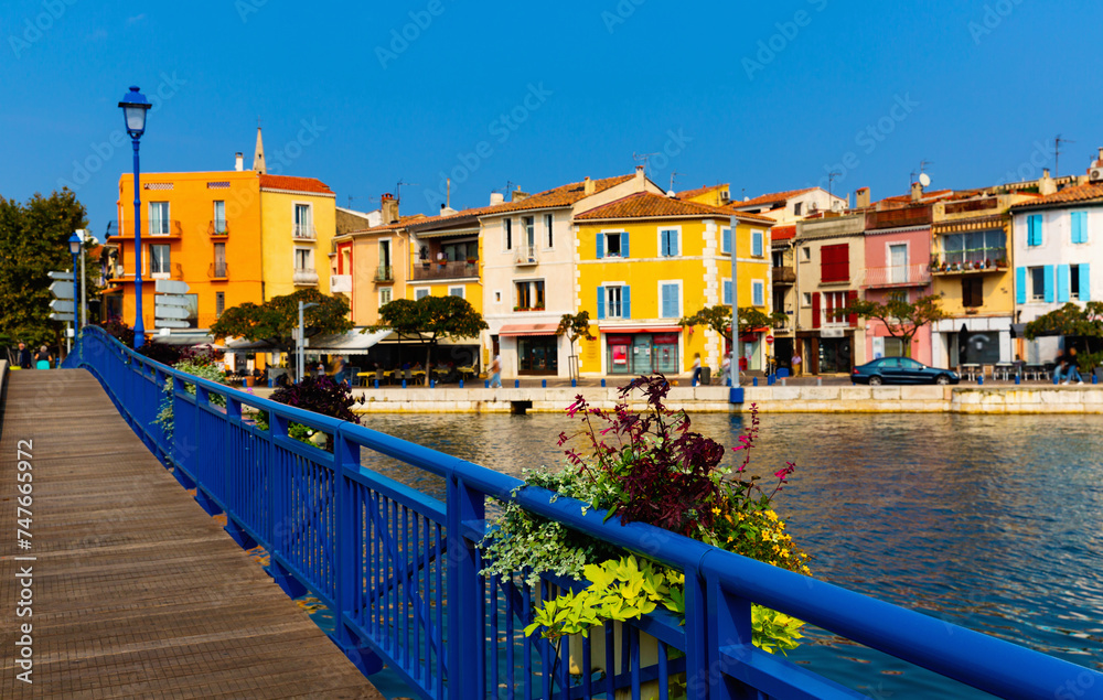 Colorful houses and canals of Martigues town in southeastern France, called Venice of Provence