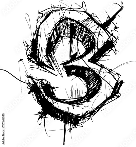 Scribble number sketch drawing