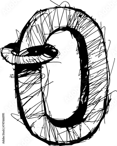 Scribble number sketch drawing