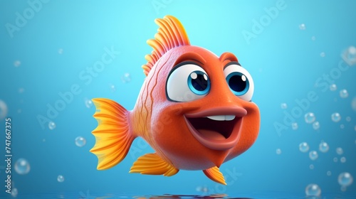 A cute cartoon gutum fish character Ai Generative