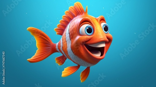 A cute cartoon hilsha fish character Ai Generative